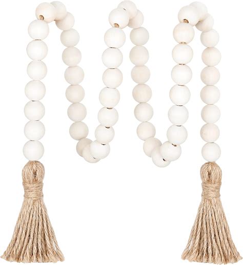 Amazon Farmhouse Beads In Wood Bead Garland With Tassels Rustic