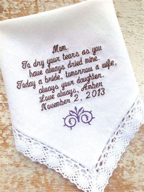 Embroidered Wedding Handkerchief Monogrammed Custom Etsy