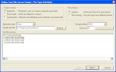 dominoc defining  text file server format file  geomedia