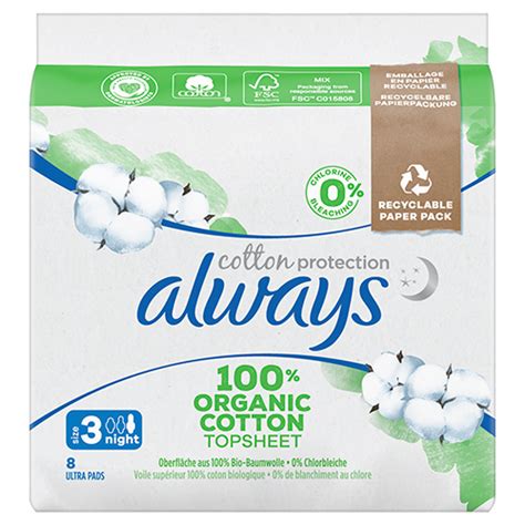 Always Cotton Protection Ultra Night Organic Sanitary Pads Always