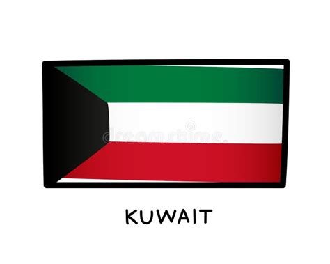 Flag of Kuwait. Colorful Kuwaiti Flag Logo. Black, Green, White and Red ...