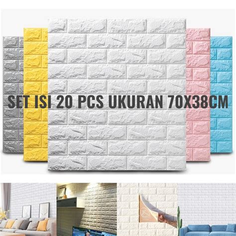 Jual PROMO PAKET 1 SET ISI 50 PCS WALLPAPER DINDING 3D FOAM PUTIH BATU