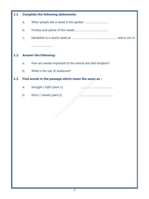 A2zworksheets Worksheet Of Comprehension Passage 50 Reading English