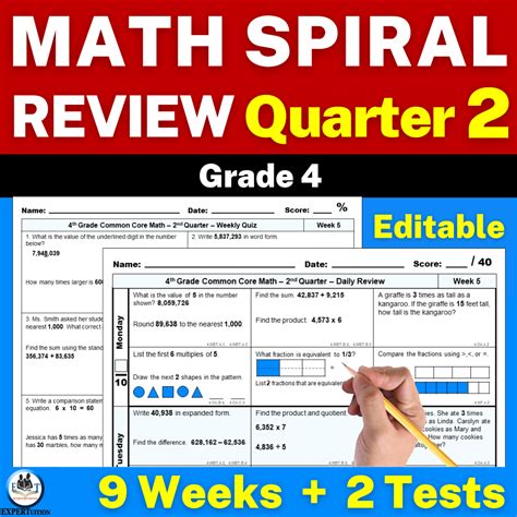 Th Grade Math Spiral Review Worksheets Quarter Made By Teachers