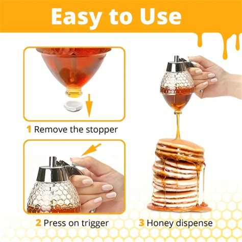 Dropship 1pc Honey Dispenser No Drip Maple Syrup Dispenser Honey Comb