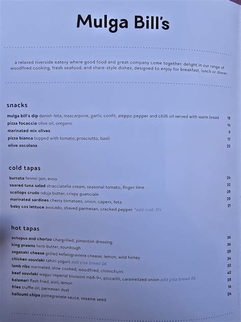 mulga bills menu full menu update