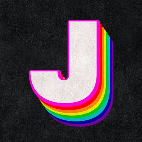 Download free psd / image of Font j psd 3d rainbow typeface paper ... 
