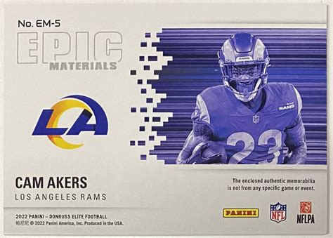 Cam Akers 2022 Panini Donruss Elite Football Los Angeles Rams Epic