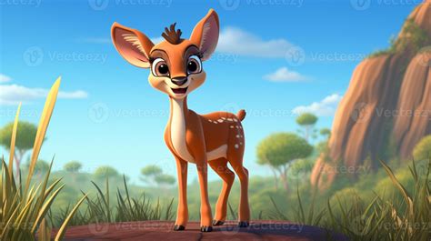 a cute little Gazelle in Disney cartoon style. Generative AI 32876275 ...