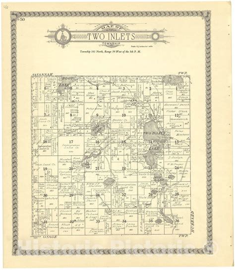 Historic 1929 Map - Standard Atlas of Becker County, Minnesota - Map of ...