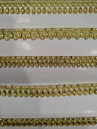 Golden Polyester Gold With Diamond Lace Cm For Garments At Rs