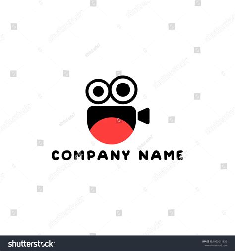 Movie Projector Emoji Combination Logo Stock Vector Royalty Free