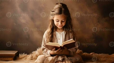 Cute child girl reading bible book. Worship at home. 29089212 Stock ...