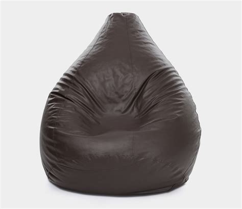 Buy Plain Solid Print Leatherette Bean Bag Filled With Beans Brown