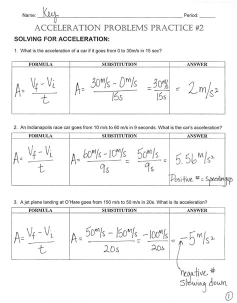 Acceleration Problems Practice 2 Answers Junior Grade 11 Science