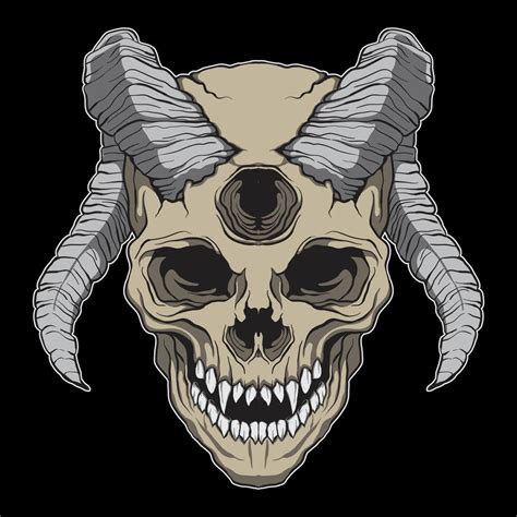 Horned Skull Artwork Hand Drawn Illustration 46892289 Vector Art At