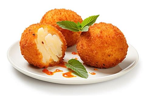 Bolas De Arroz Arancini Con Zanahorias Y Queso Sobre Fondo Blanco