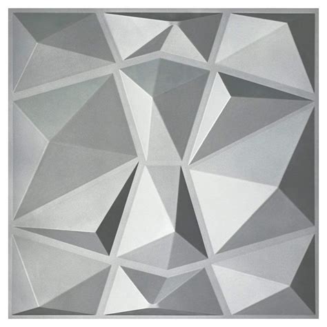 Art3d Gray Diamond Design 19 7 In X 19 7 In PVC 3D Wall Panel 12