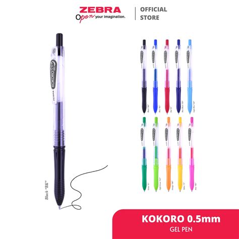 Jual Zebra Gel Pen Pulpen Kokoro 0 5mm 12 Warna Colorful Shopee