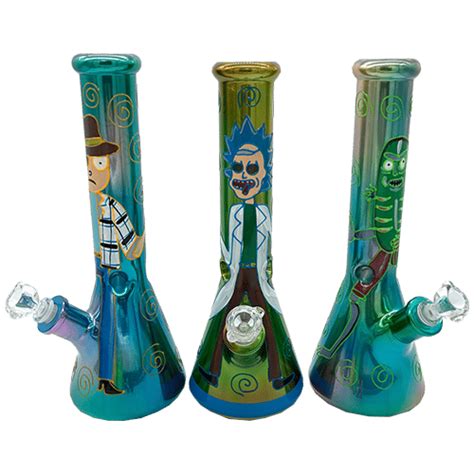 Iridescent Rick And Morty Waterpipe Harvard Distributing