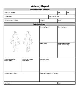 Autopsy Report Template by Alyssa Tolbert | Teachers Pay Teachers