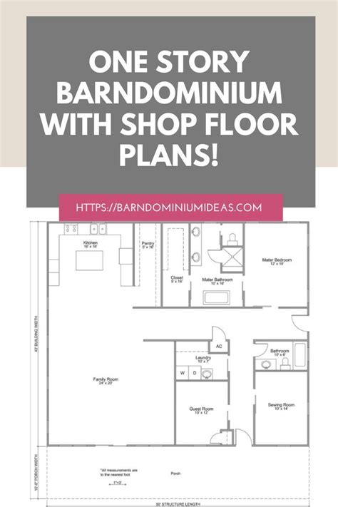 One story Barndominium with shop floor plans! | Barndominium floor ...