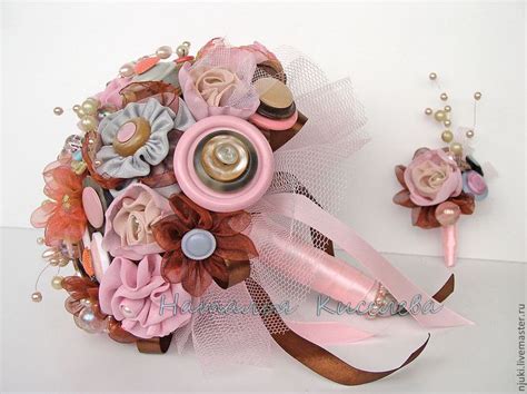 Букет невесты из ткани и пуговиц Розовый Шоколад в интернет-магазине на ...