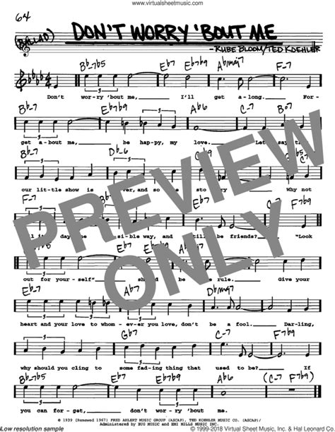 Don T Worry Bout Me Sheet Music Real Book With Lyrics PDF