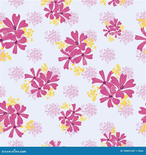 Seamless Pattern Purple Ditsy Flowers Spring Background Stock Vector