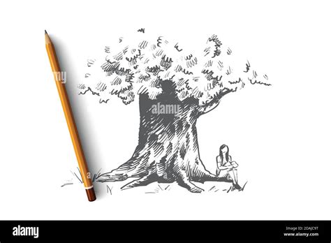 Big Tree Concept Hand Drawn Isolated Vector Stock Vector Image Art