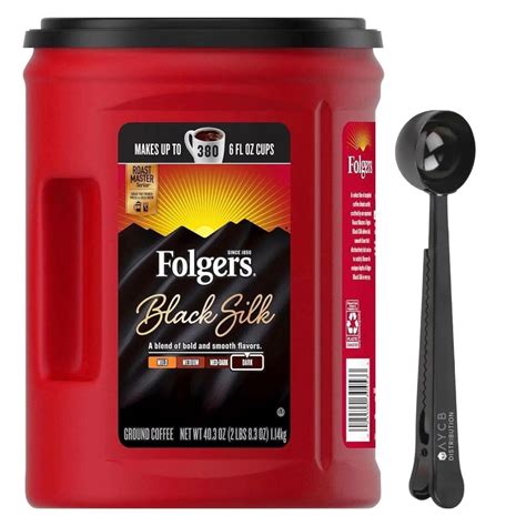 Folger Black Silk Dark Roast Ground Coffee 40 3 Oz Bundle Includes