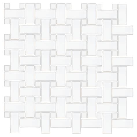 Basketweave Matte White With White Porcelain Mosaic Wall And Floor Tile