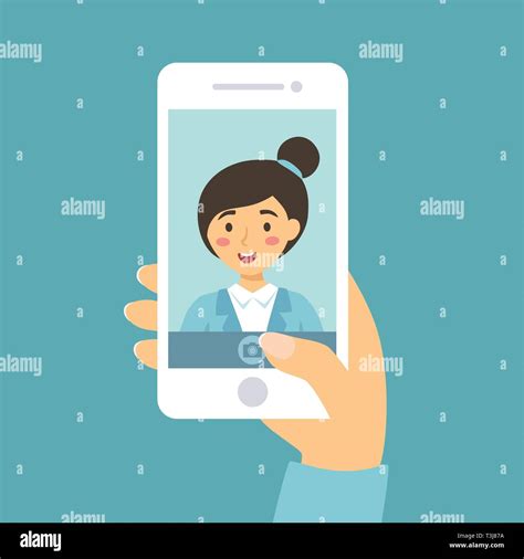 Woman Taking Her Photo Mobile Stock Vector Images Alamy