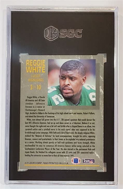 1992 Fleer Ultra REGGIE WHITE 3 SGC 9 Mint Auto Autograph Career