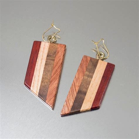 This Is A Lovely Pair Of Handmade Exotic Wooden Earrings The Wood