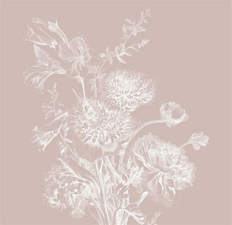KEK Amsterdam Engraved Floral Wallpaper Nude WP 753 200x280cm LIVING AND CO