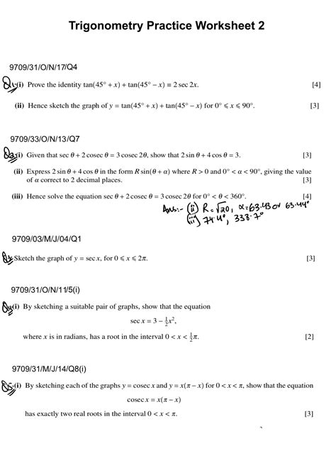 Grade 12 Papers About Trigonometry And Answers 10