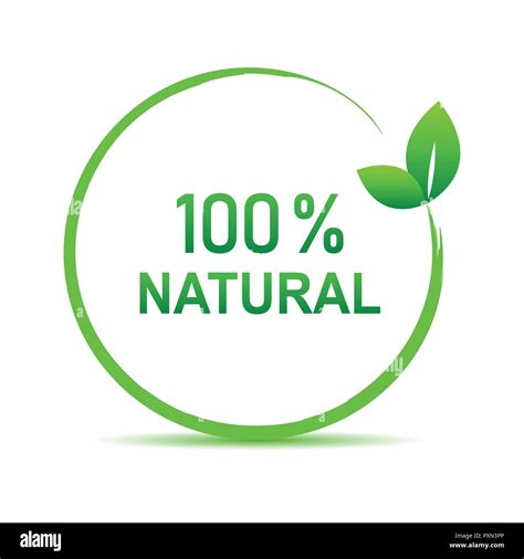 100 por ciento natural símbolo verde con hojas con ilustración