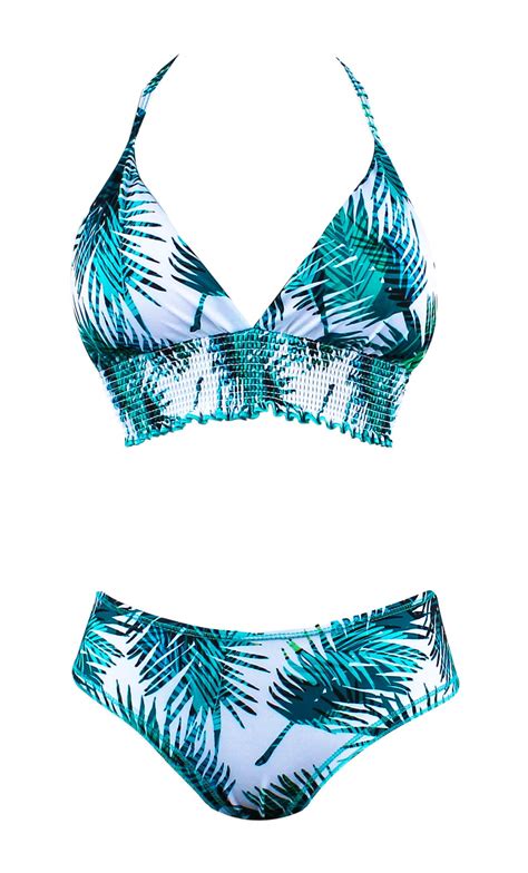 Vestido de baño bikini triángulo estampado con tanga