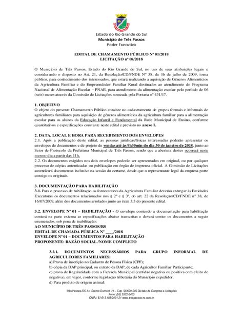 Preenchível Disponível O Municpio de Trs Passos Estado do Rio Grande