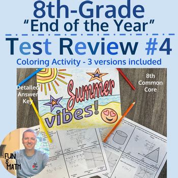 8th Grade Math - Entire Year Test Review - Coloring Activity #4 | TPT