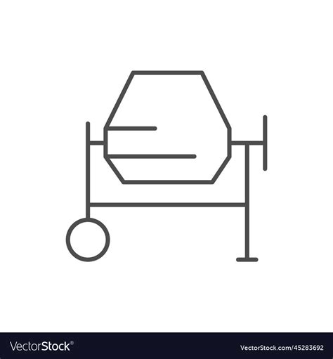 Concrete Mixer Line Outline Icon Royalty Free Vector Image