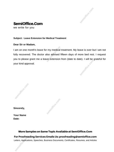 Leave Extension For Medical Treatment SemiOffice