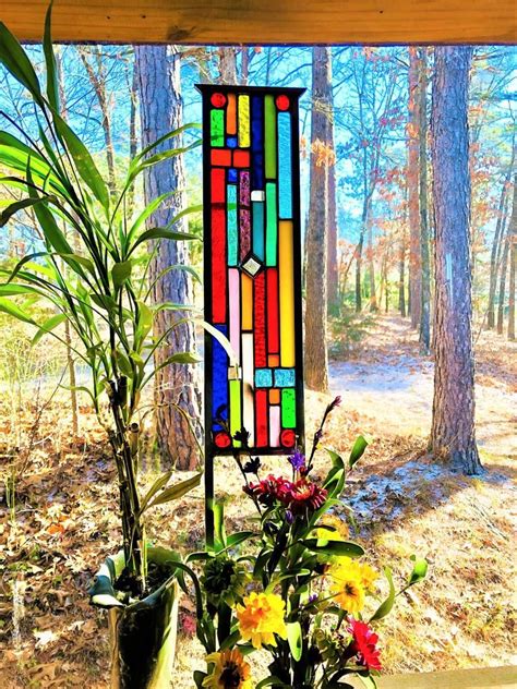 Stained Glass Garden Art Glass Garden Yard Art Garden Etsy Glass Garden Art Glass Garden