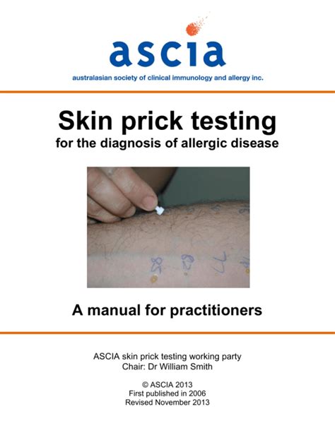 Skin Prick Testing For The Diagnosis Of Allergic Disease