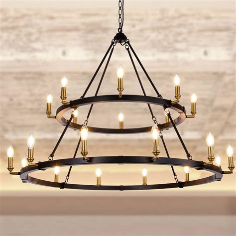 Tochic Black Chandelier Inch Modern Farmhouse Wagon Wheel