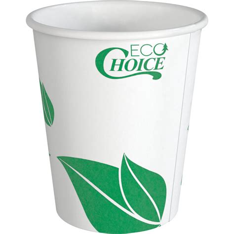 EcoChoice 10 Oz Leaf Print Compostable Paper Hot Cup 1000 Case