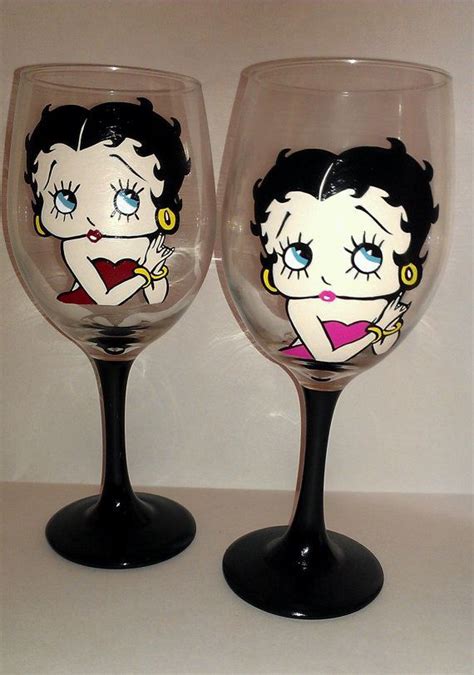 Betty Boop Hand Painted Wine Glasses Betty Boop Art Betty Boop