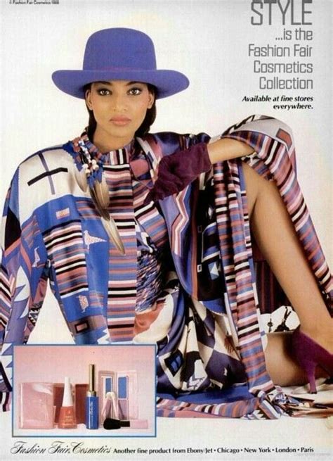 Khadija Adams Fashion Fair Cosmetics Advertisement 1986 Stripes Fashion Vintage Makeup Ads