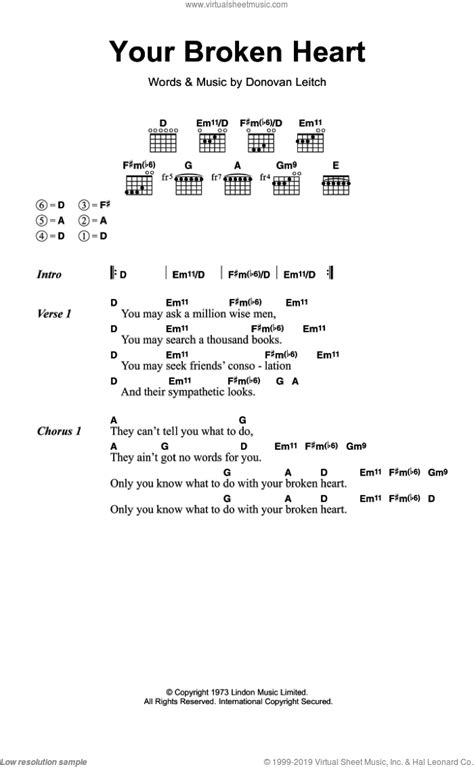 Donovan Your Broken Heart Sheet Music For Guitar Chords Pdf